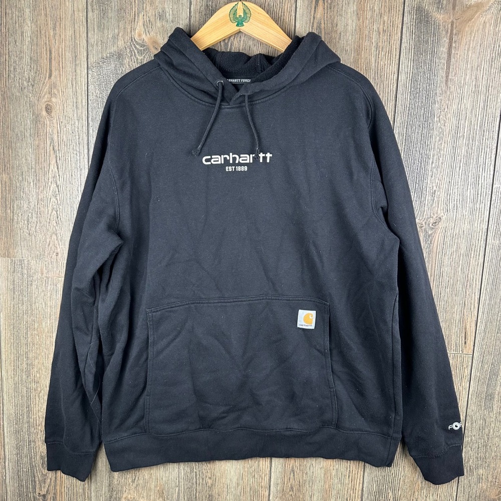 Carhartt Force Relaxed Fit Lightweight Hoodie Black Mens Large Sweatshirt - Picture 2 of 9
